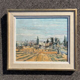 Old painting signed, apricot trees in bloom, 1968