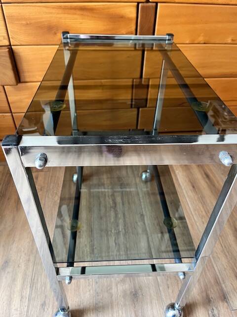 Chrome and glass serving trolley