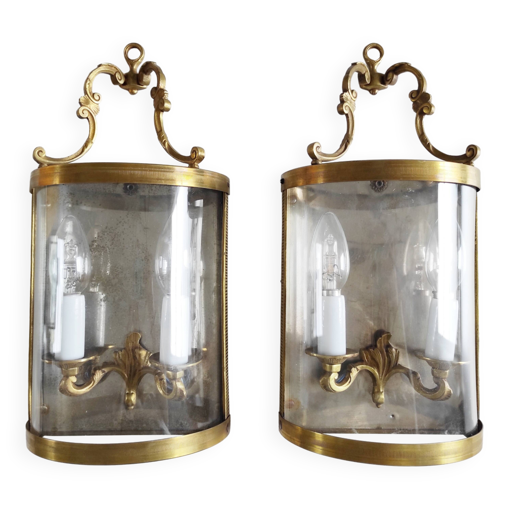 Pair of two-light wall sconces