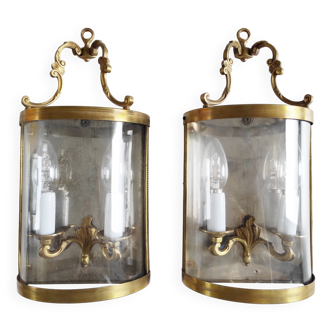 Pair of two-light wall sconces