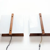 Pair of Scandinavian wall lights 1960, solid teak and plexiglass, Raak C-1521