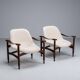 Pair of “Tiki” lounge chairs in teak and bouclé Busnelli Italy 1960