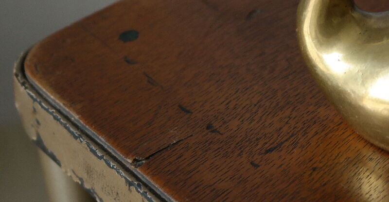 Vintage 50s wooden and metal rolling side table