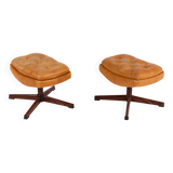 Pair of Danish Modern cognac leather hockers/ottomans, 1970’s
