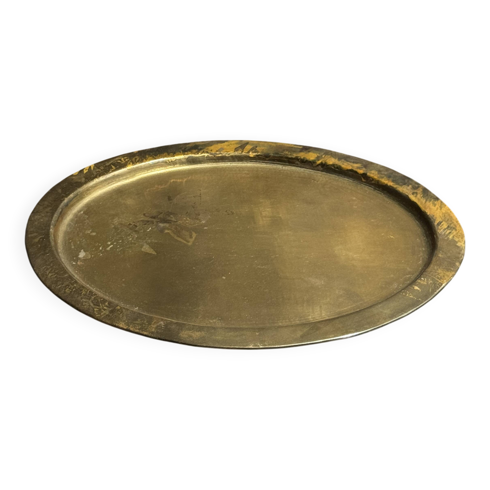 Small vintage Indian oval gold tray L14.5