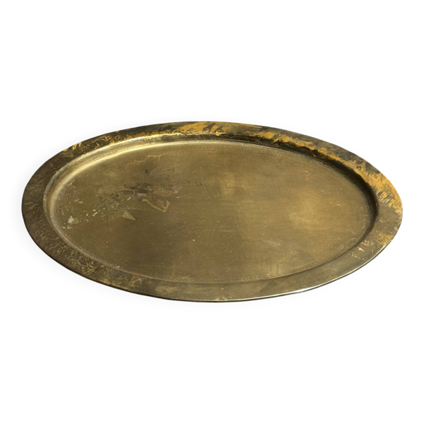 Petit plateau doré ovale vintage indien L14,5