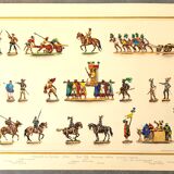 Set of 3 illuminated plates by S. Lemoine