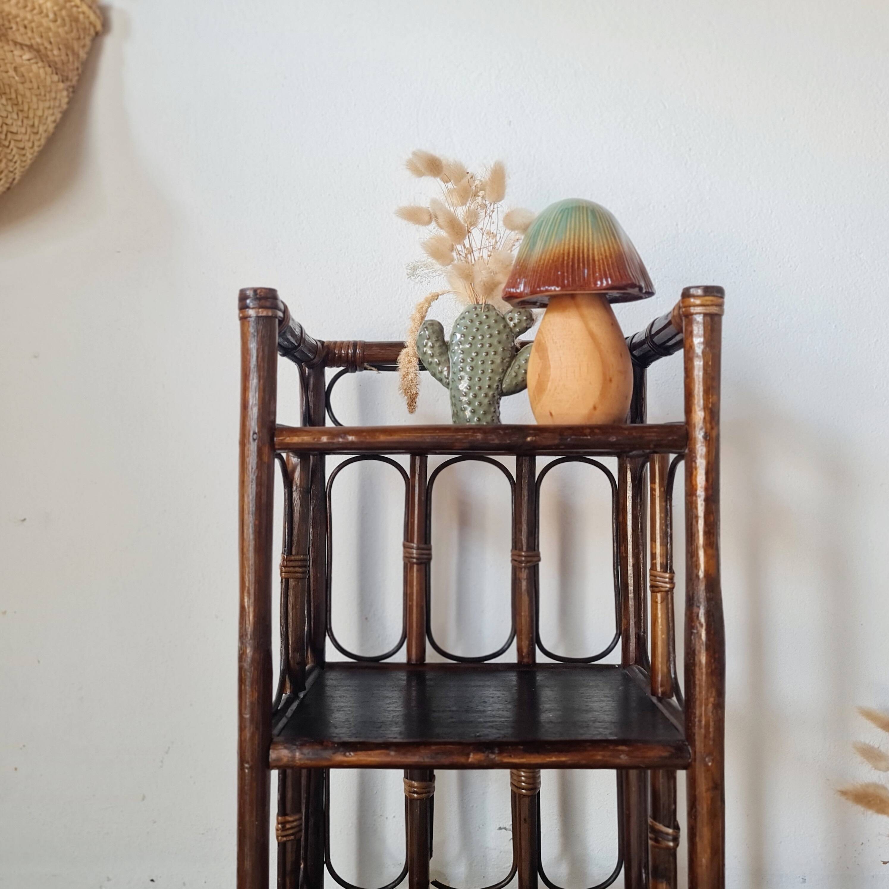 Small antique library in varnished dark oak rattan.