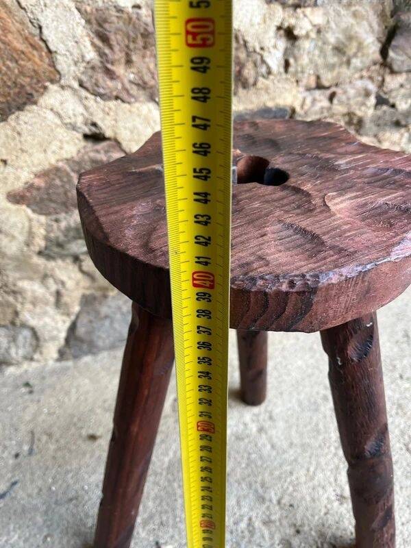 Vintage wooden stool with three legs Cottage Farm Stool