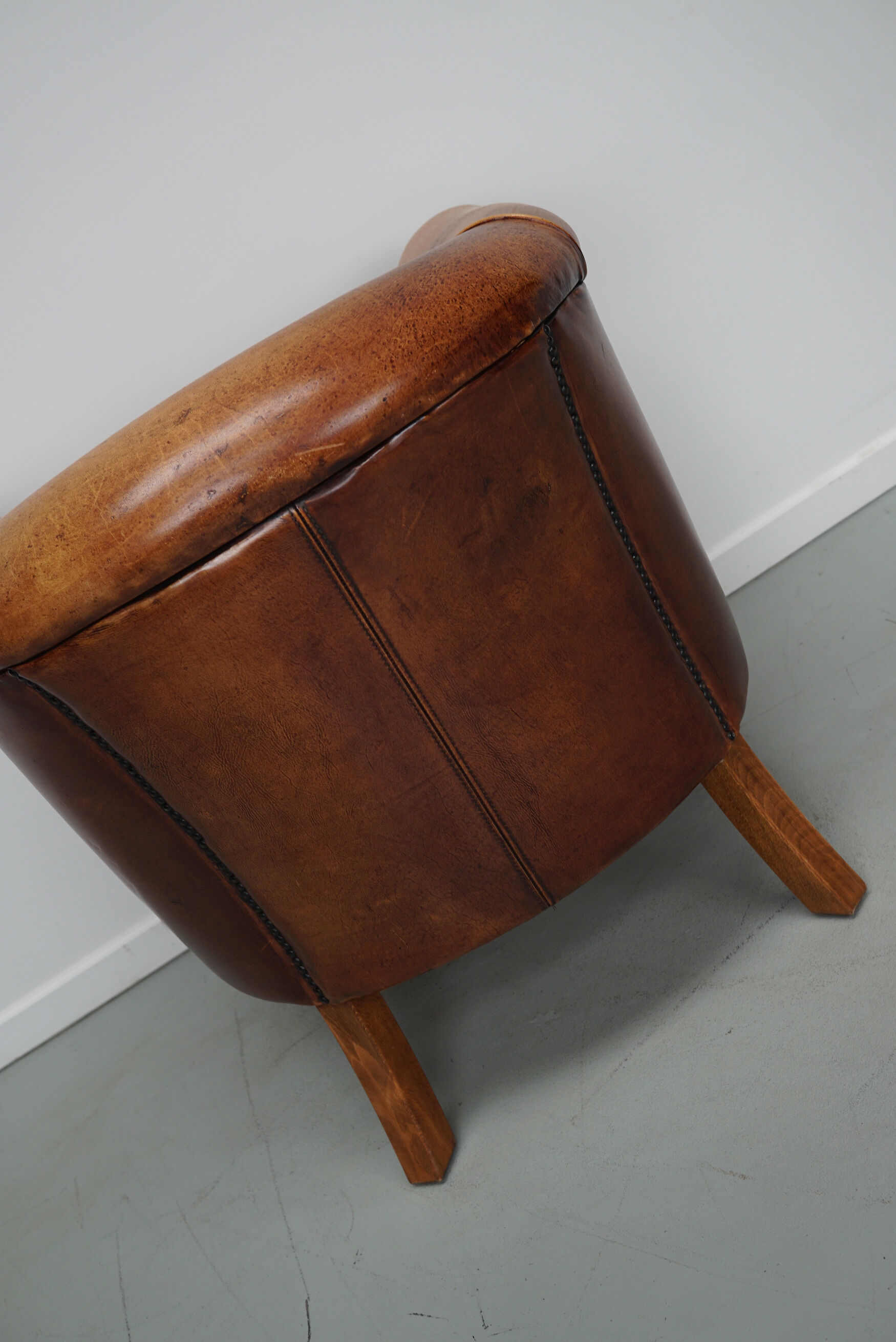 Vintage Dutch Cognac Colored Leather Club Chair