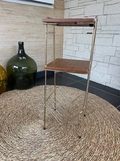 Bolster vintage magazine rack table gold metal