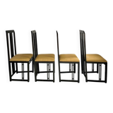 Set of 4 black wooden chairs from the 1970s - "galaxy" model