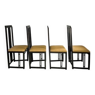 Set of 4 black wooden chairs from the 1970s - "galaxy" model
