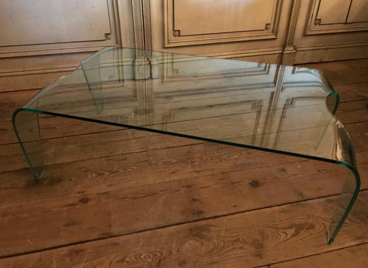 Glass coffee table around 1980