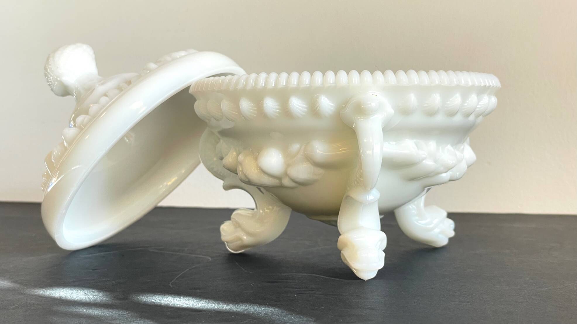 Vintage opaline glass candy dish