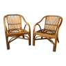 Duo de fauteuils en rotin avec coussins