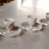6 floral egg cups with their early 20th century porcelain bowl