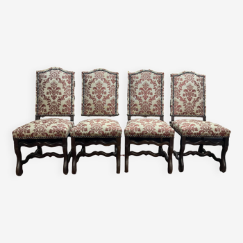 Suite de 4 chaises Louis XIII "Os de mouton"