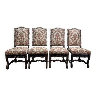 Suite de 4 chaises Louis XIII "Os de mouton"