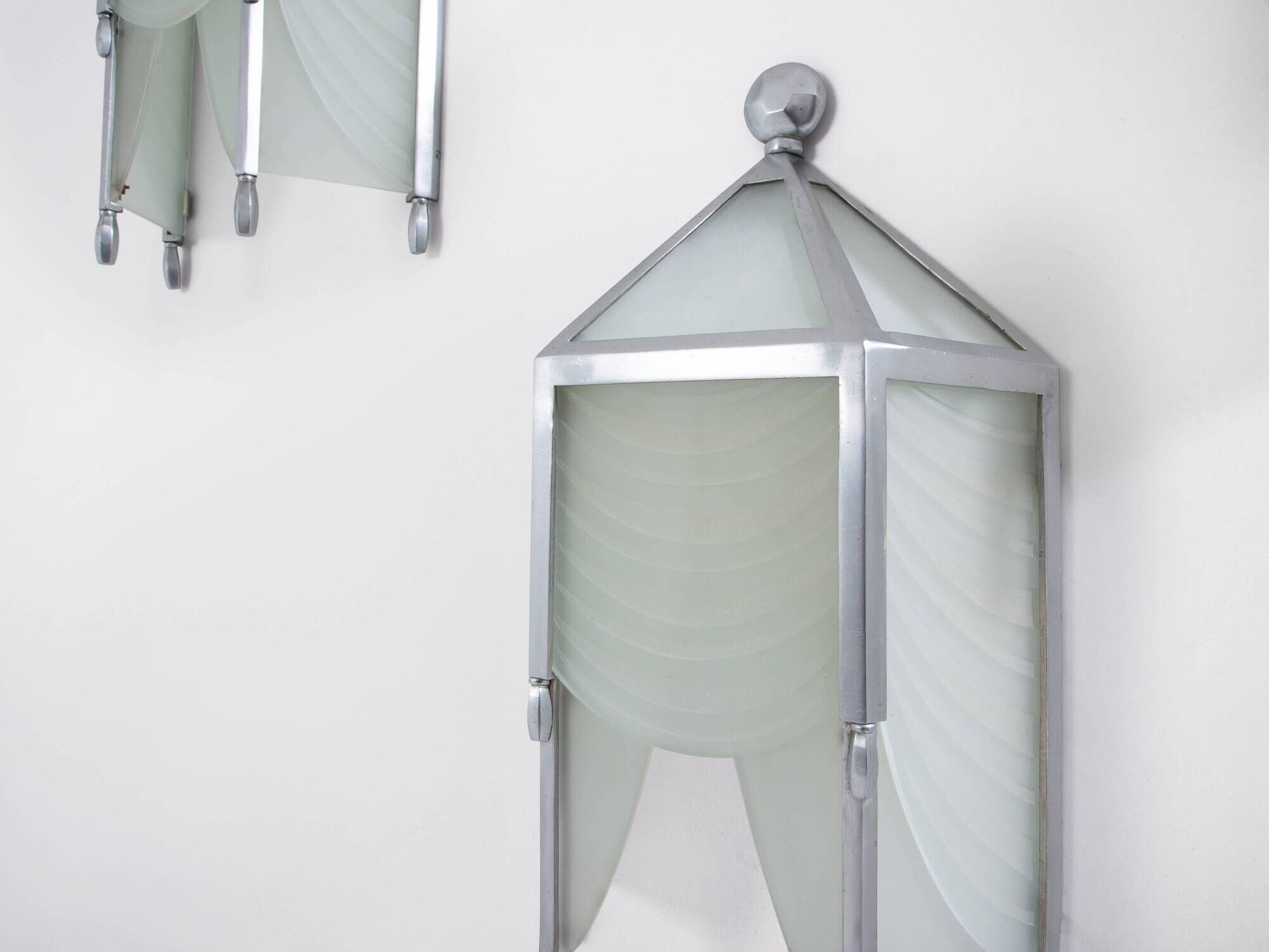 Set of 4 Jean Perzel wall lights in cut glass from Saint Gobain circa 1930