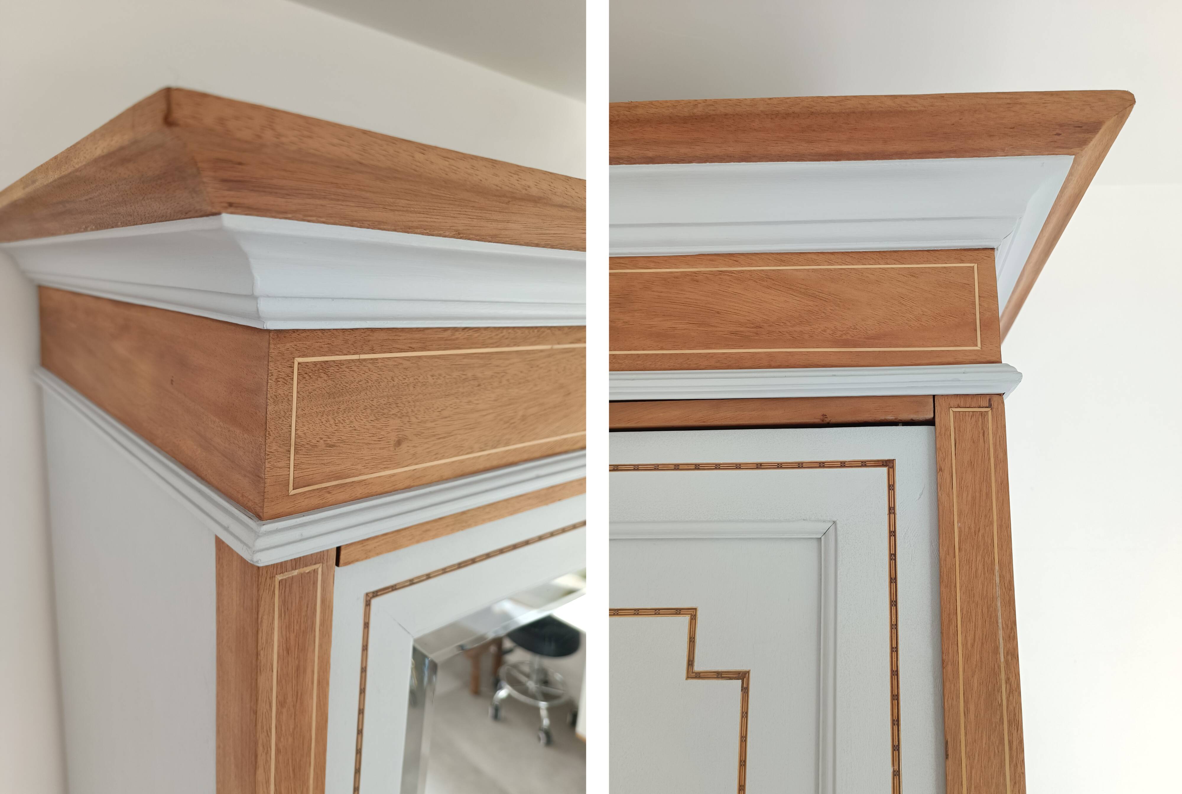 Family wardrobe, marquetry net, early 20th century.