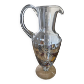 Grande carafe / Pichet en cristal de Paris décor vitrail signé H 30 cm