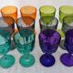 12 large vintage coloured glasses