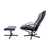 Leather armchair with scandinavian ottoman Kebe