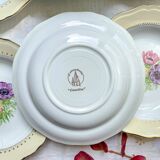 4 vintage porcelain soup plates with white and golden yellow floral pattern L'Amandinoise "Coopélia"