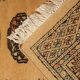 Tapis de couloir turkmène vintage à médaillon jaune, fait main, style géométrique oriental