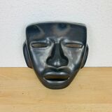 Black ceramic mask, Mexican tribal art