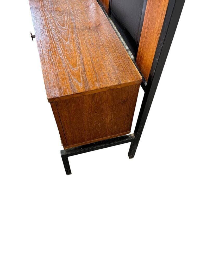 Vintage wooden coat rack with mirror