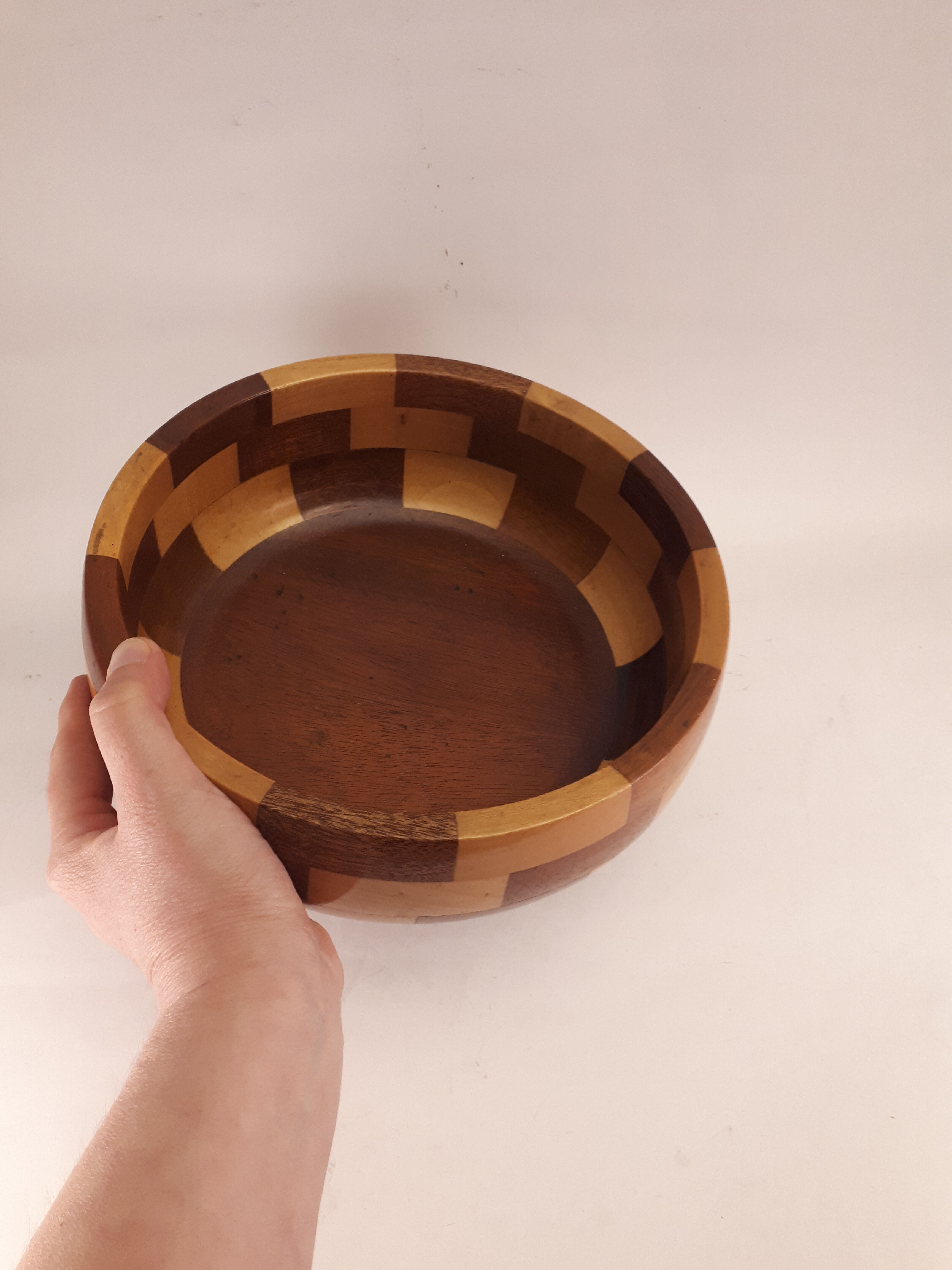 Coupe bol plat bois mélangés marqueterie