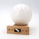 Wall light in pine wood with opaque white glass globe, 1980s