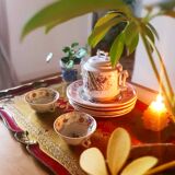 Venetian red and gold plateau