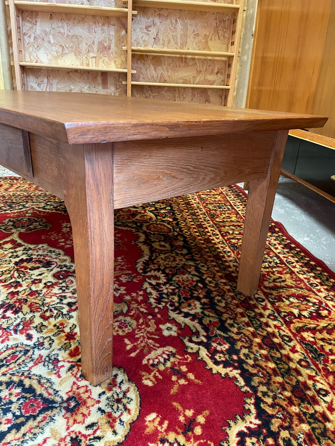 Table basse un tiroir bois vintage ep 50/60