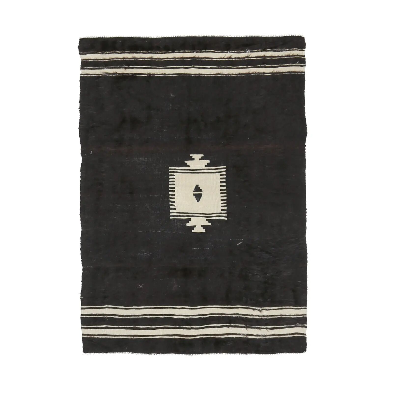 Vintage Turkish hand-knotted wool cotton brown kilim area rug 118x170