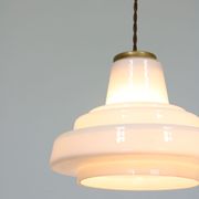 Mid-century Brass and Opaline Pendant Lamp, Italy