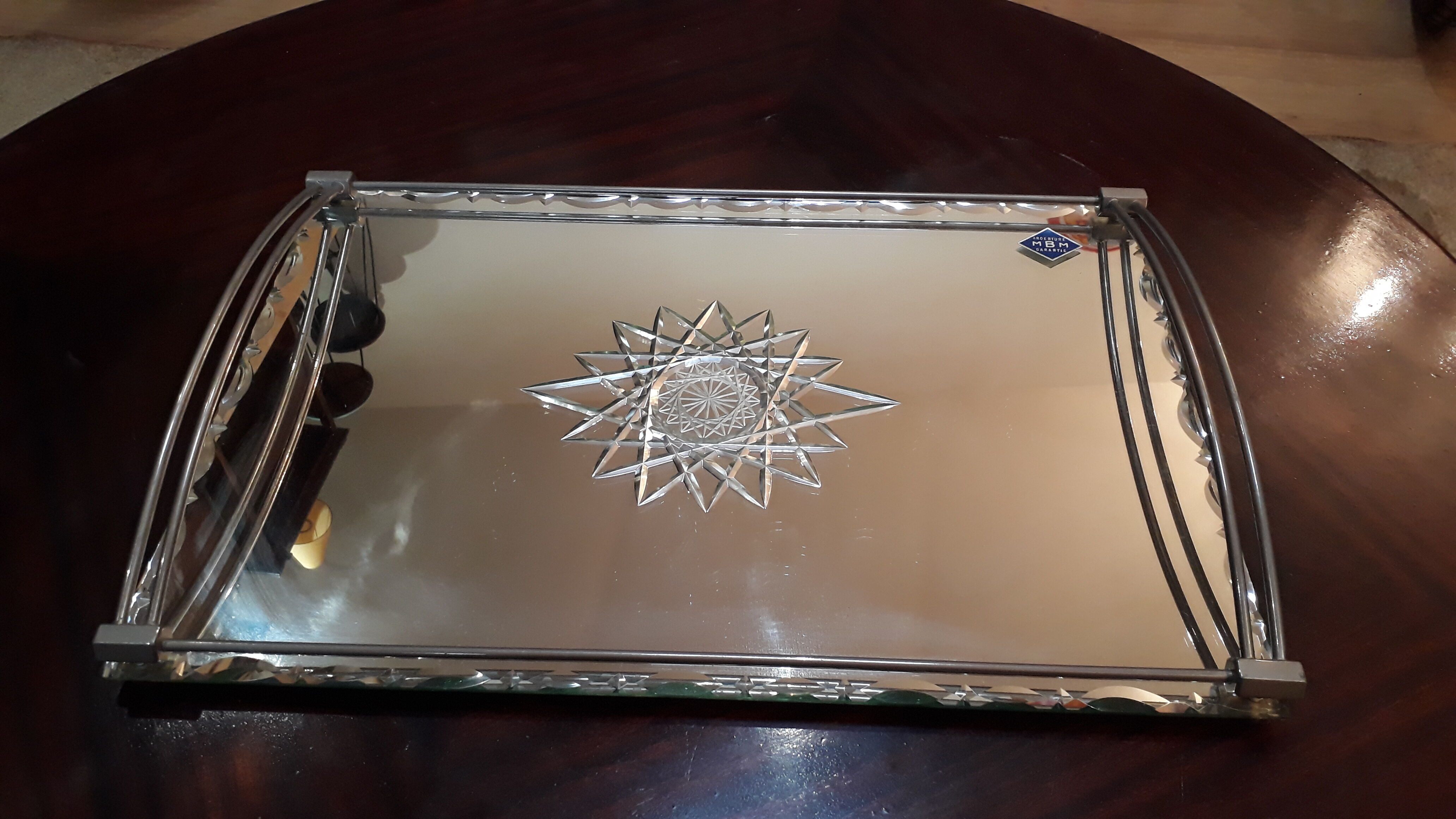 Mirror tray art deco glass bevelled