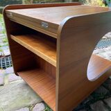 Rolling teak coffee table with foldable top circa 1960