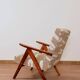 Beige safari fabric Scandinavian armchair Zig Zag 1970