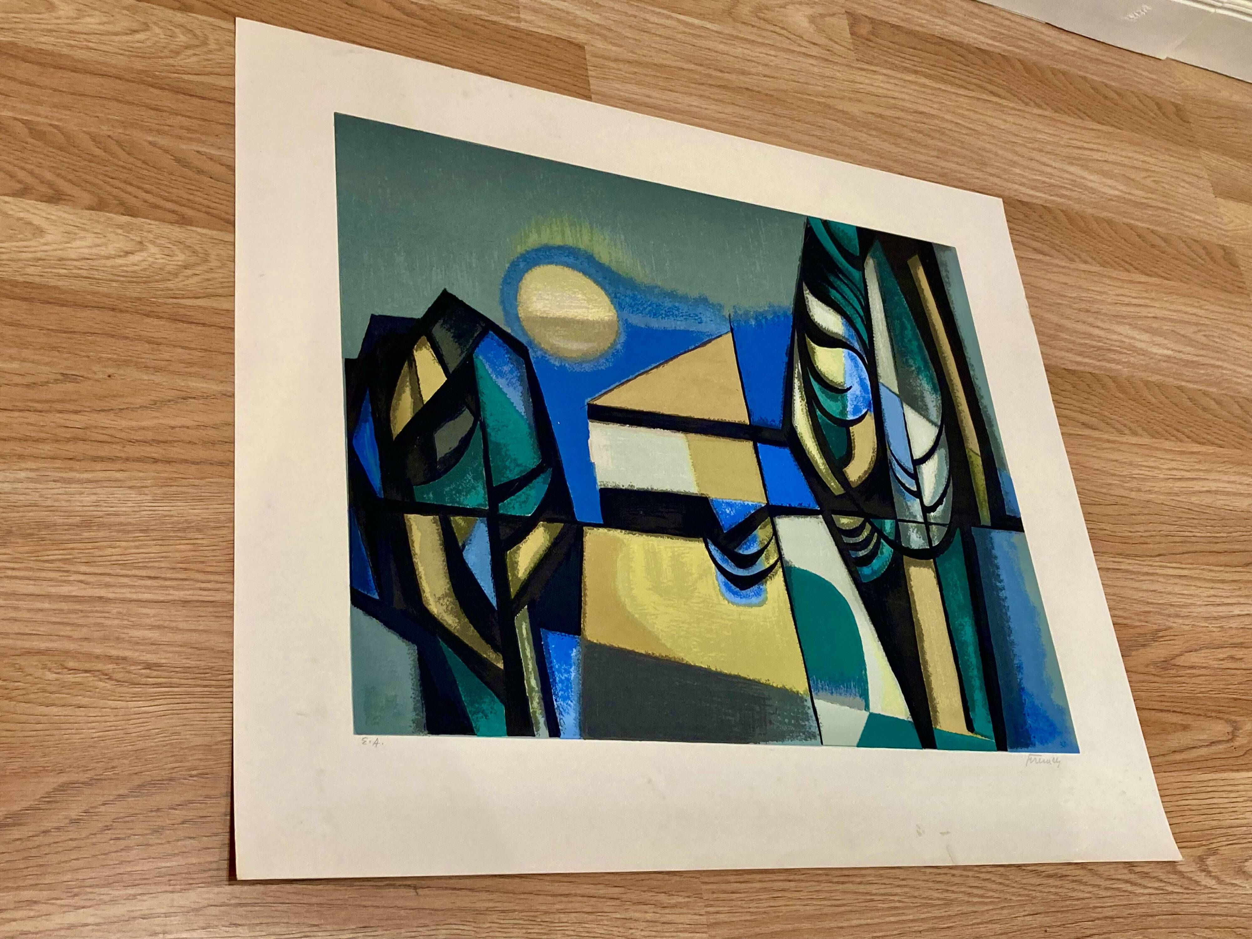 Lithograph signed "Albert Ferenz" Design 1950.