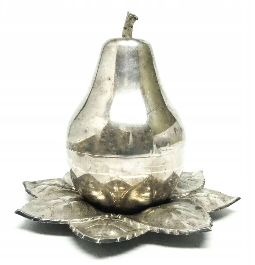 Art Deco sugar bowl, silver-plated brass, Poland, 1920s