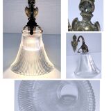 Gilt bronze wall light quality glass Holophane 1900