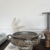 Footed bowl fat lava rock decor 1970