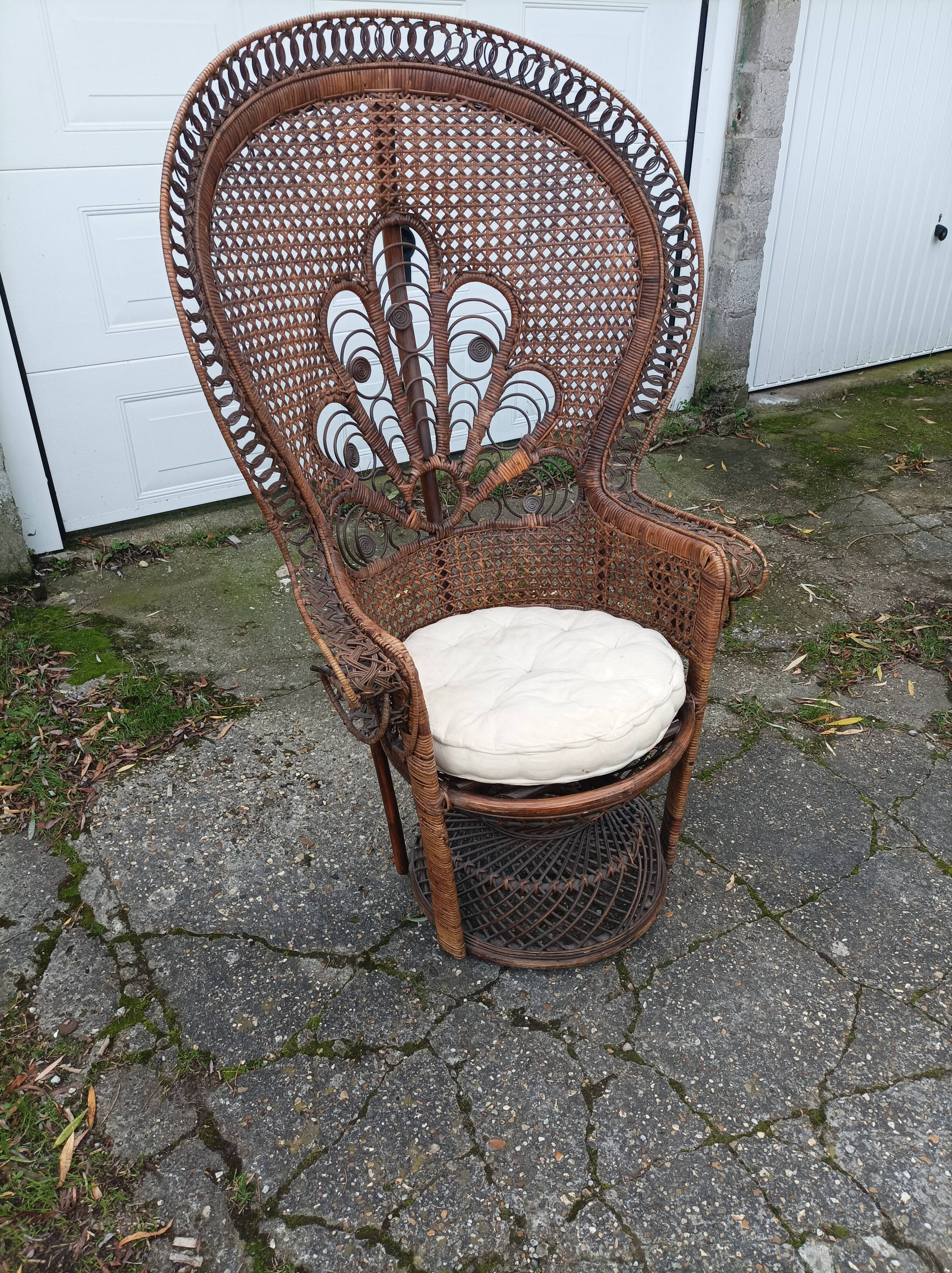Armchair emmanuelle wicker vintage rattan