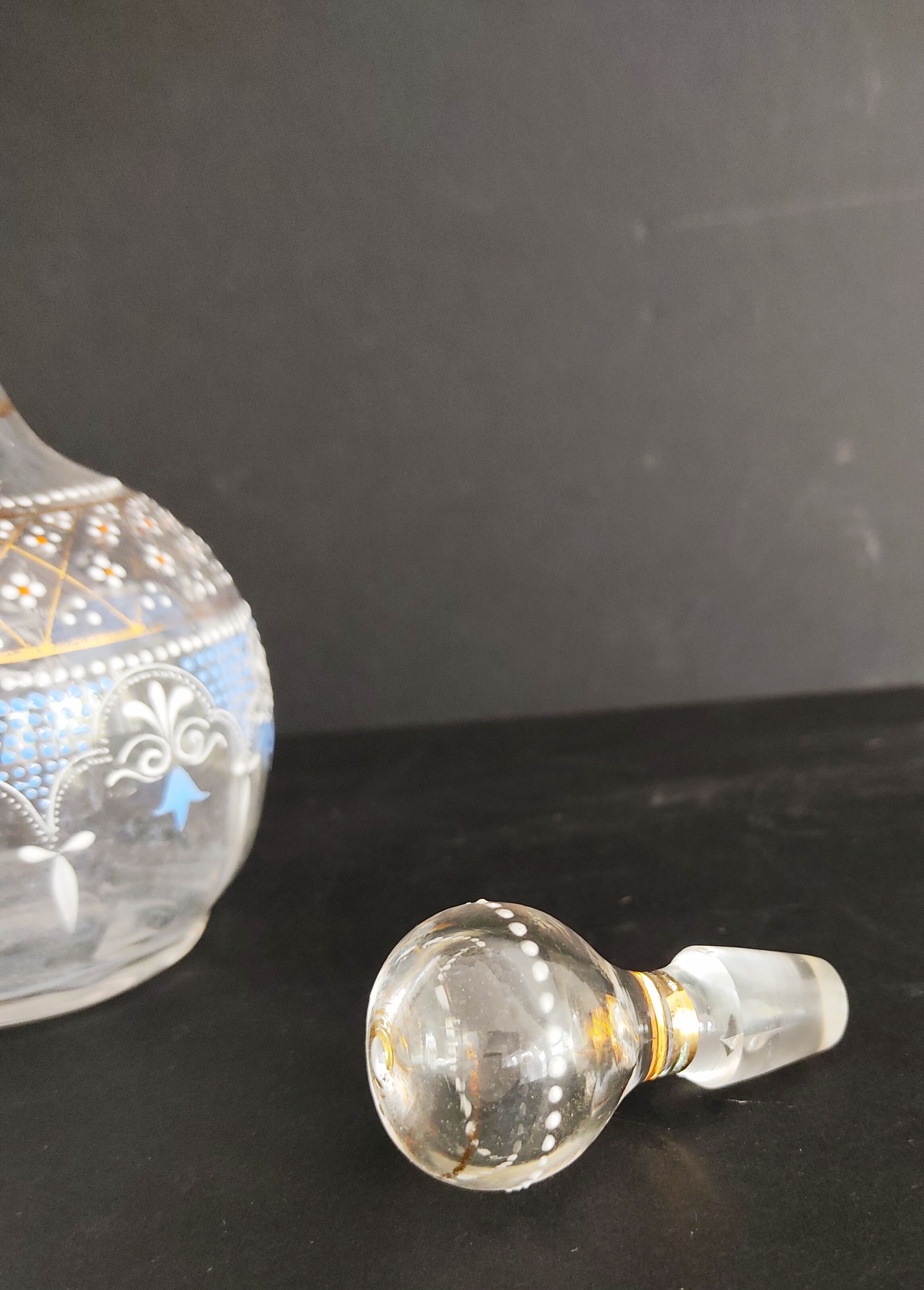 19th carafe liqueur service and 7 glasses