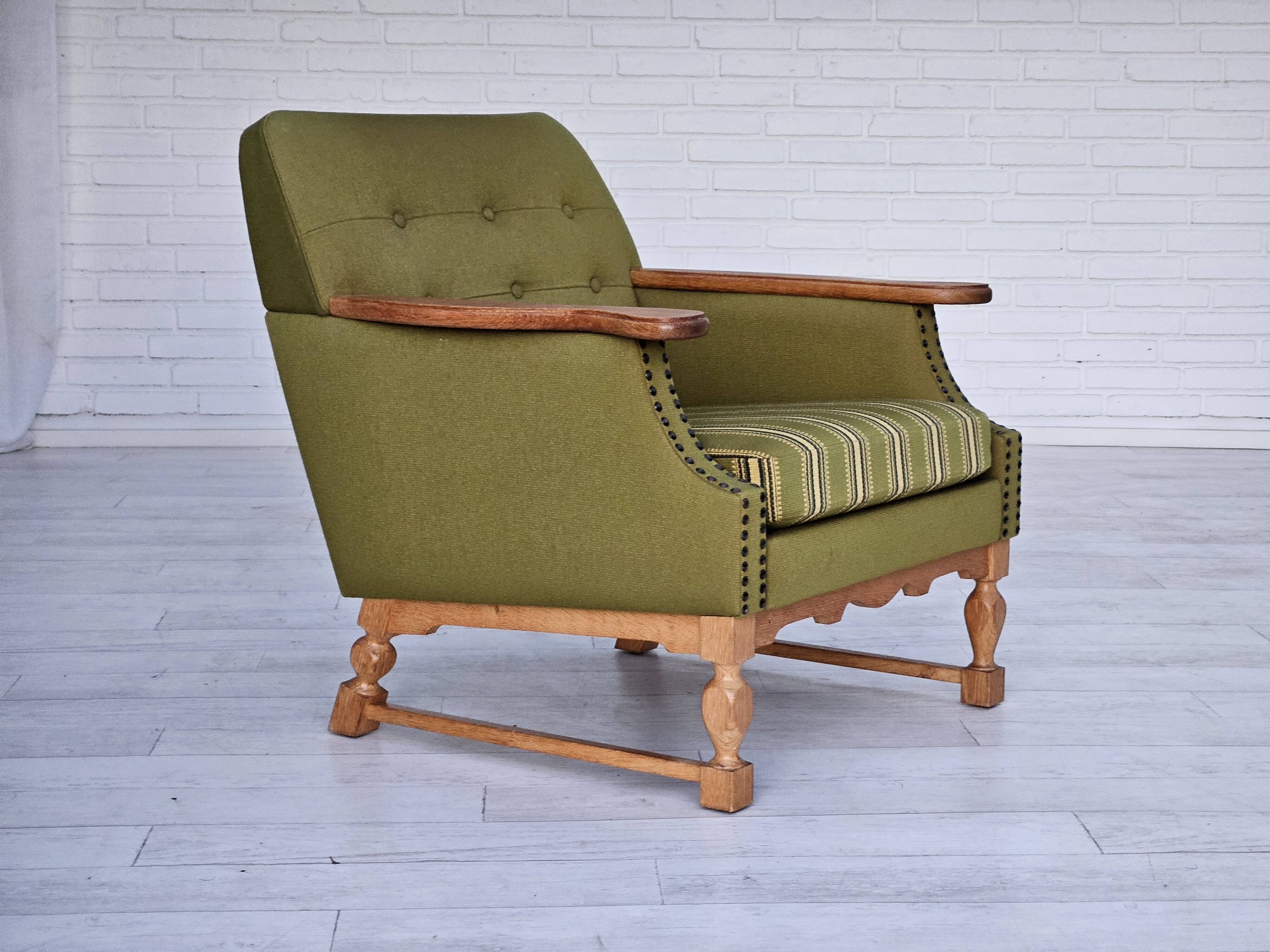 1970s, Danish lounge chair, wool, oak