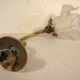 Brass and glass swan neck wall light