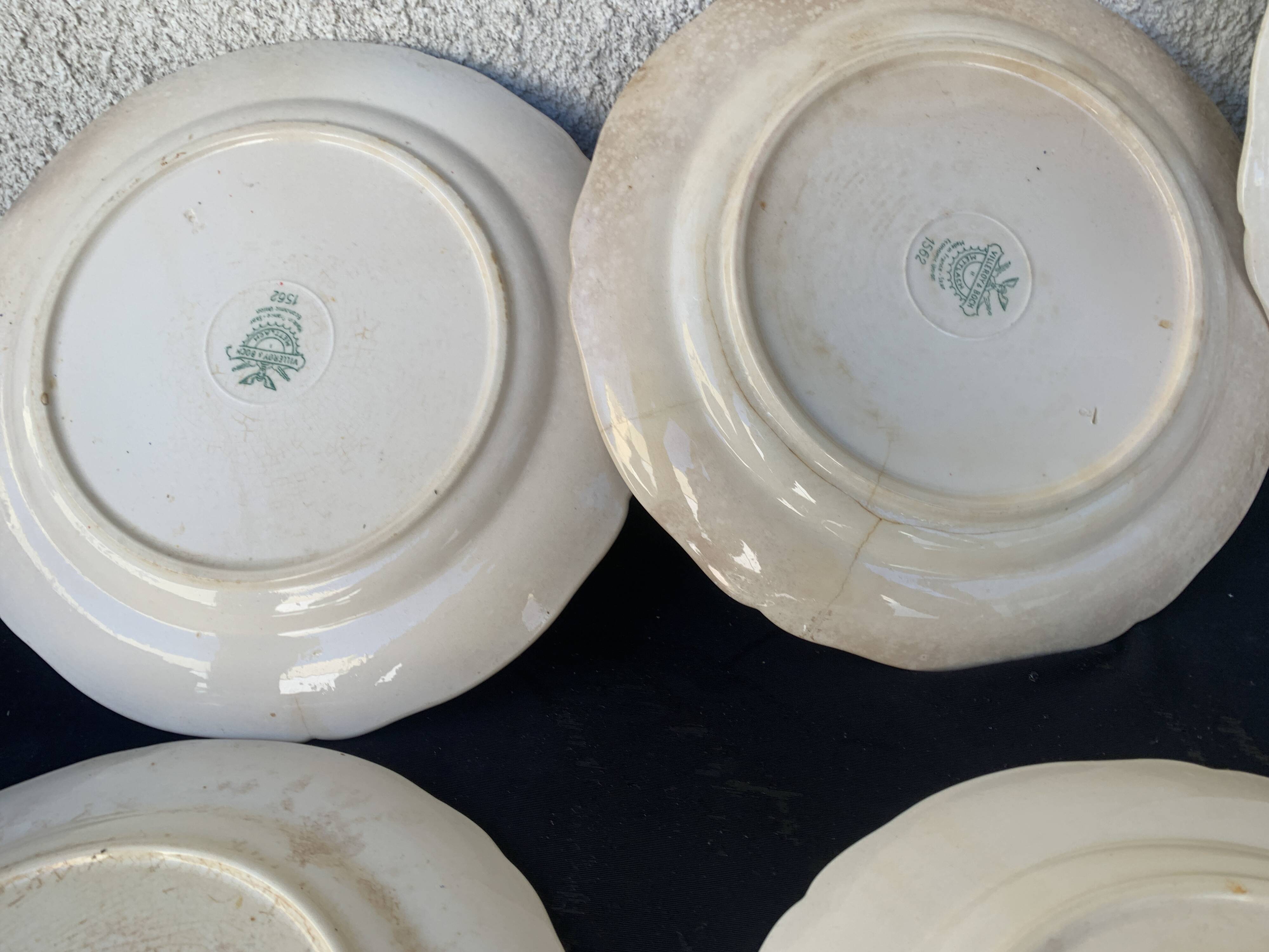 6 Villeroy and Boch Mettlach earthenware soup plates